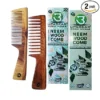 neem wood comb, neem wood comb combo, wide teeth wooden comb, fine teeth wooden comb, anti-frizz comb, natural hair care, wooden comb for scalp