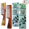 neem wood comb, neem wood comb combo, wide teeth wooden comb, fine teeth wooden comb, anti-frizz comb, natural hair care, wooden comb for scalp