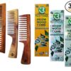 neem wood comb set, neem wood comb pack, wooden comb for hair, oil enriched wooden combs, hair growth comb, detangling comb, natural wooden comb