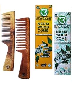 neem wood comb set, neem wood comb pack, wooden comb for hair, oil enriched wooden combs, hair growth comb, detangling comb, natural wooden comb