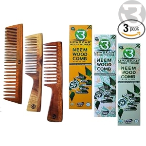 neem wood comb set, neem wood comb pack, wooden comb for hair, oil enriched wooden combs, hair growth comb, detangling comb, natural wooden comb