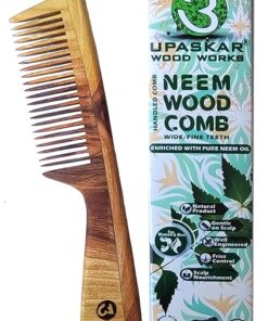 fine teeth wooden comb, neem oil enriched comb, natural scalp massage comb, wooden comb for men and women, anti-frizz hair comb, eco-friendly comb