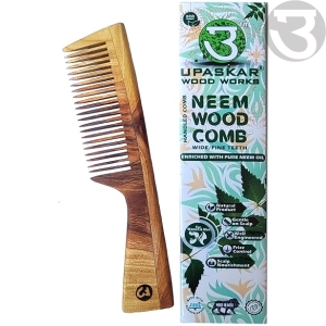 fine teeth wooden comb, neem oil enriched comb, natural scalp massage comb, wooden comb for men and women, anti-frizz hair comb, eco-friendly comb