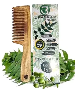 neem wood comb, neem oil comb, anti-dandruff comb, natural wood hair comb, herbal scalp care, wooden comb for hair fall