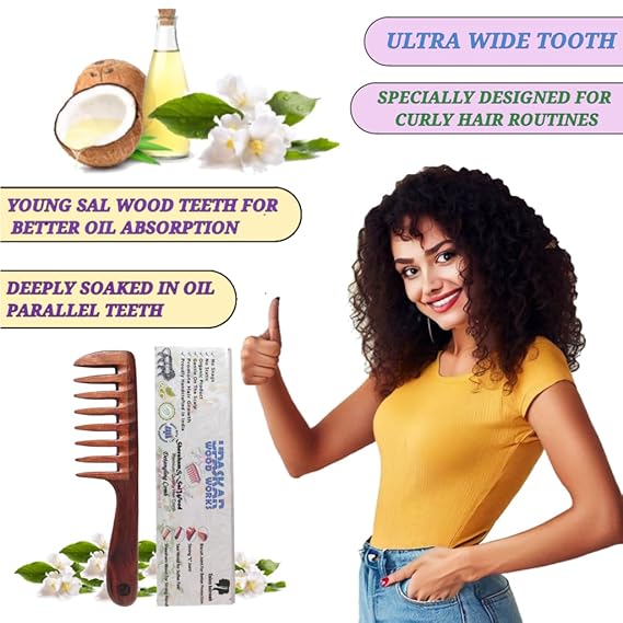 Detangle with Ease – Ultra Wide Wood Comb with Jasmine Oil - Image 2