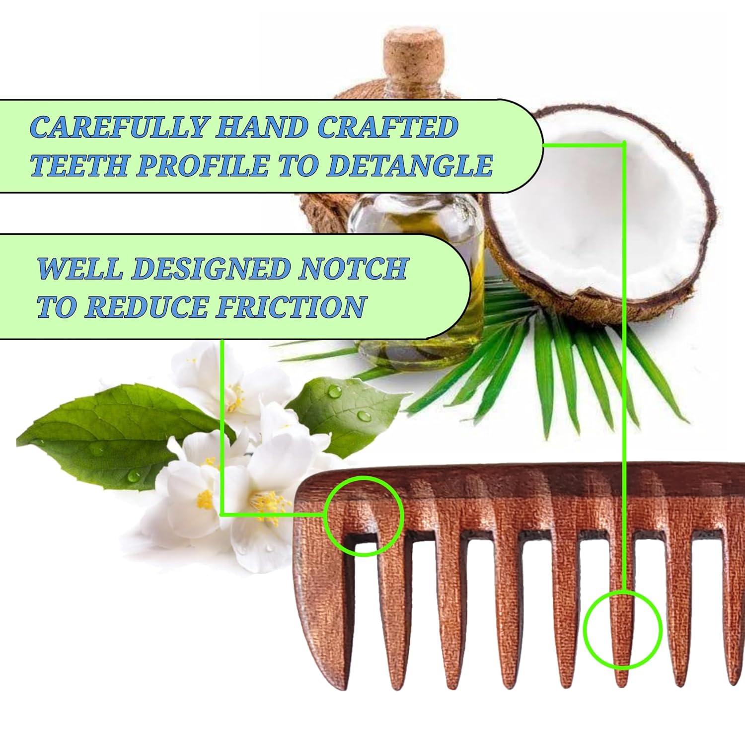 Detangle with Ease – Ultra Wide Wood Comb with Jasmine Oil - Image 4