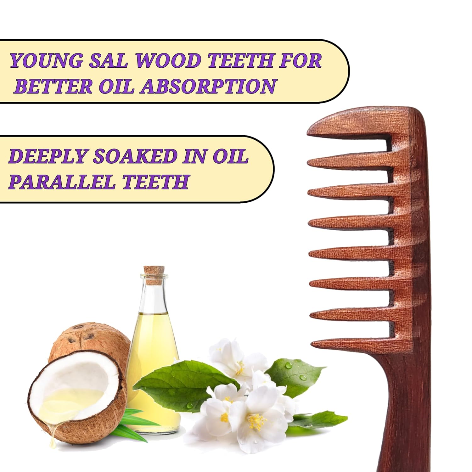 Detangle with Ease – Ultra Wide Wood Comb with Jasmine Oil - Image 6