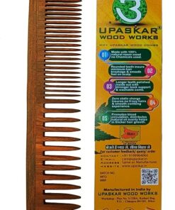 Alternative view of Neem Wood Dual Teeth Comb Enriched with Neem Oil