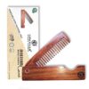 sheesham wood beard comb, folding beard comb, wooden beard comb, essential oil beard comb, travel beard comb, natural beard grooming, wooden moustache comb