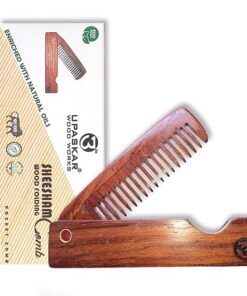sheesham wood beard comb, folding beard comb, wooden beard comb, essential oil beard comb, travel beard comb, natural beard grooming, wooden moustache comb