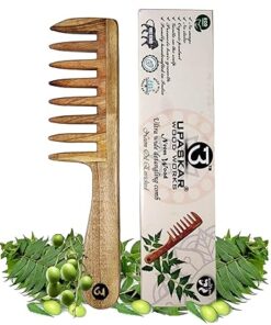 ultra wide neem wood comb, eco-friendly, wide teeth comb