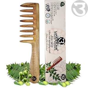 ultra wide neem wood comb, eco-friendly, wide teeth comb