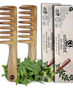 "Neem Wood," "Hair Detangler," "Wide Tooth Comb," and "Hair Fall Control"
