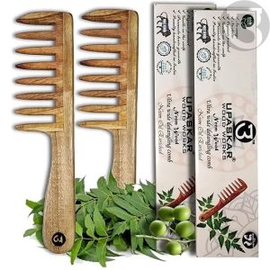 "Neem Wood," "Hair Detangler," "Wide Tooth Comb," and "Hair Fall Control"