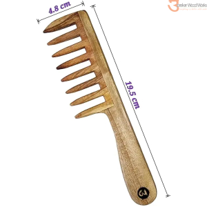 Alternative view of Soothing Neem Wood Detangler Comb – Combo of 2 Wide Tooth Combs