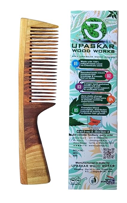 Fine Teeth Wooden Comb Enriched with Pure Neem Oil - Image 2