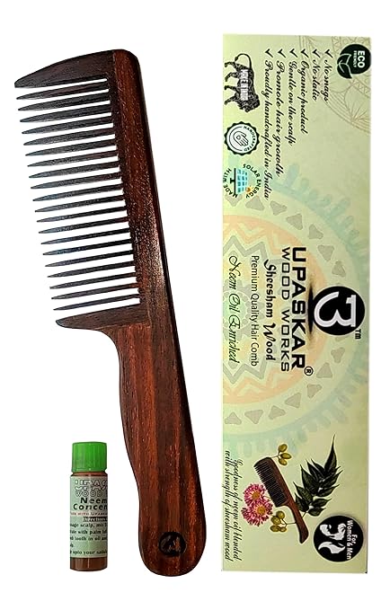 neem oil treated comb, handcrafted comb, sheesham wood comb, dual block comb, ergonomic handle comb, eco-friendly comb, wooden comb for men, wooden comb for women