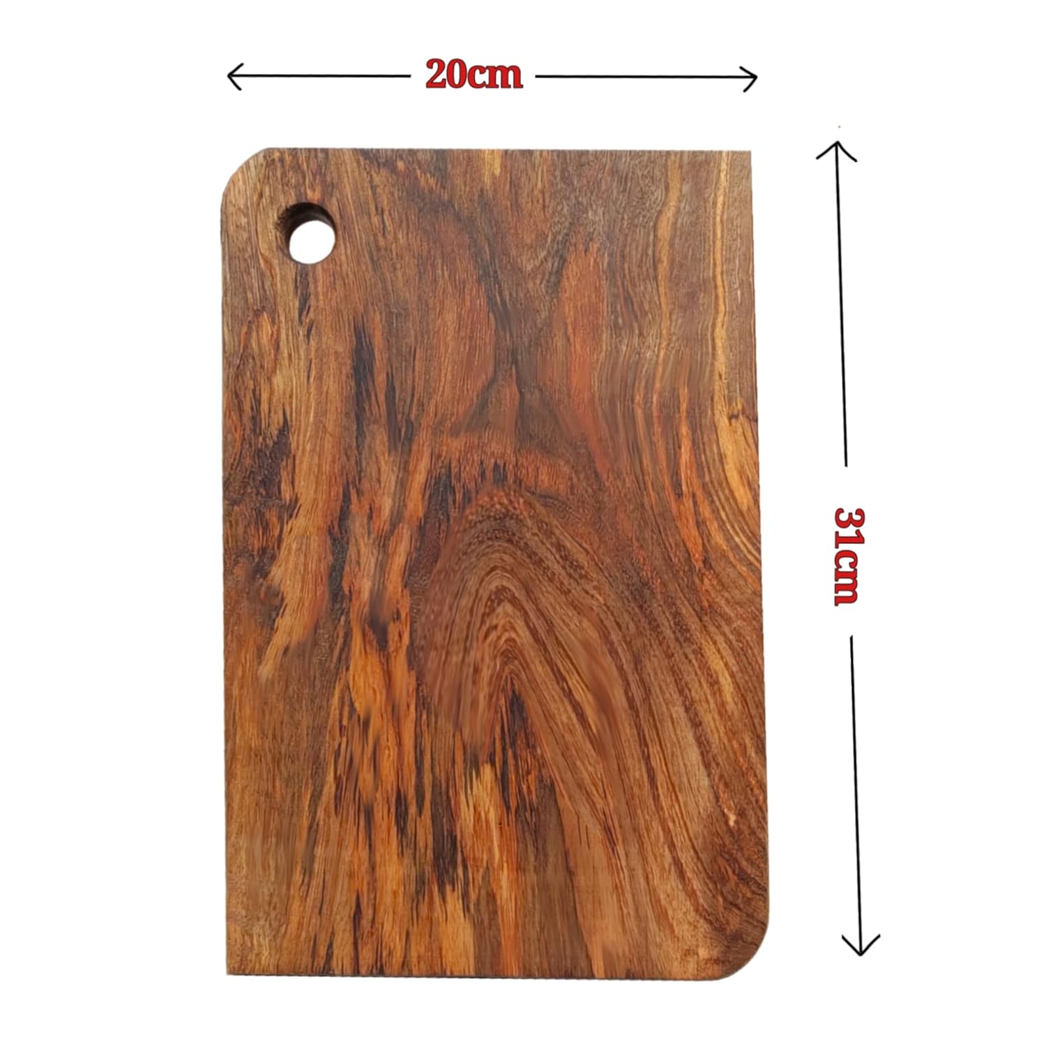 Chopping Board, Single Piece Wood, Reversible, for Vegetables, Fruits, Meat & Fish, Treated with Natural Oils & BeeWax, Washable, Anti-Bacterial Surface - Image 4