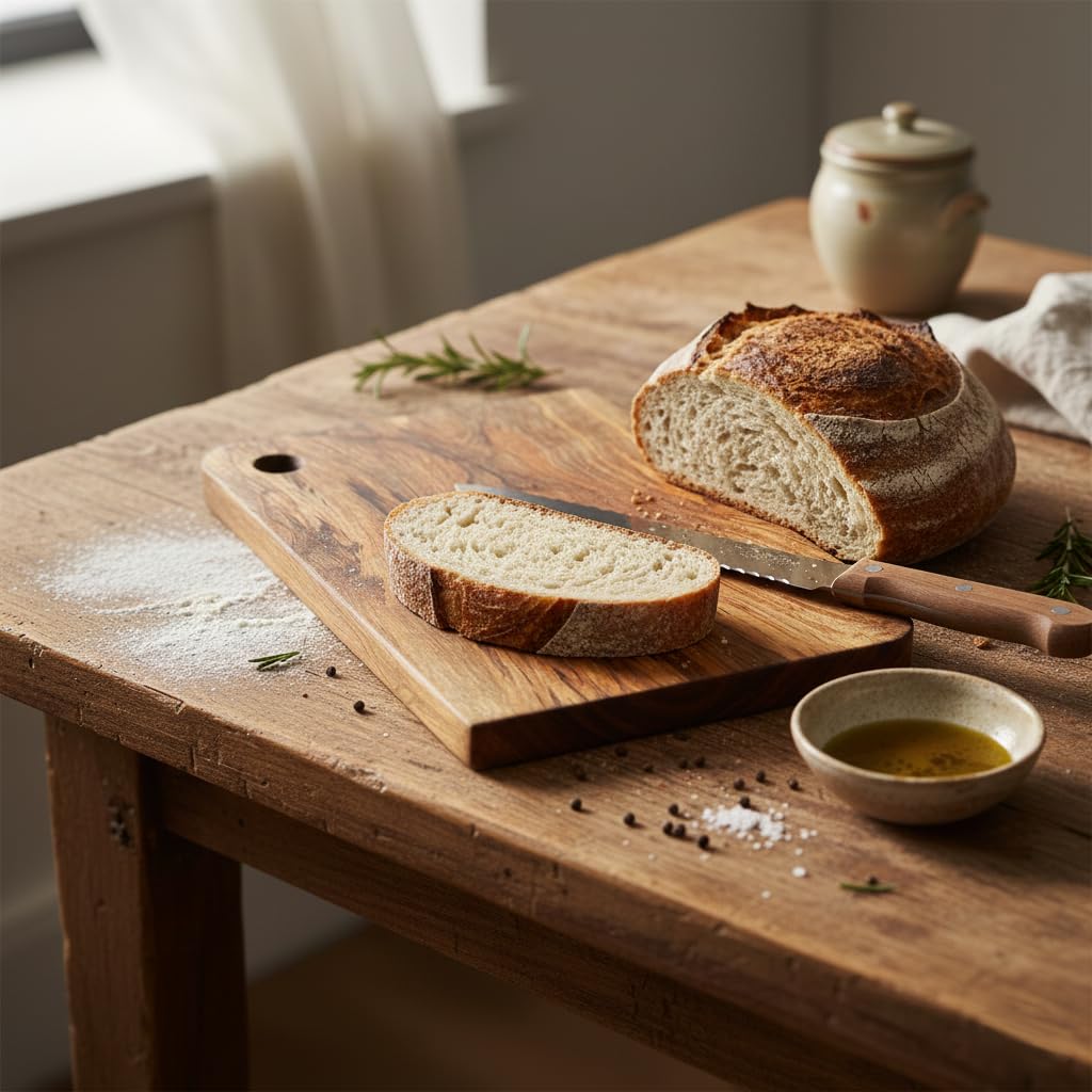 Chopping Board, Single Piece Wood, Reversible, for Vegetables, Fruits, Meat & Fish, Treated with Natural Oils & BeeWax, Washable, Anti-Bacterial Surface - Image 9