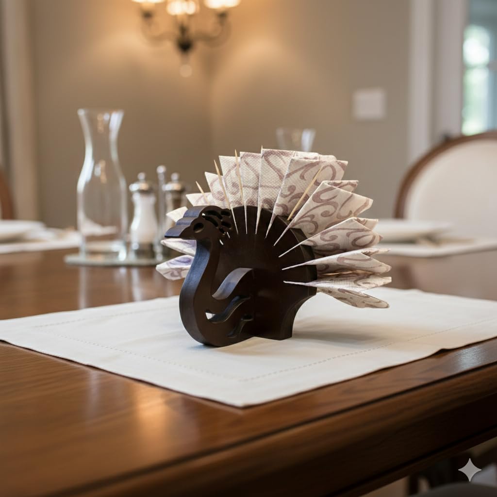 Napkin Holder for Dining Table with Tooth Pick Slots Peacock Design Decor Tissue Paper Holder - Image 6