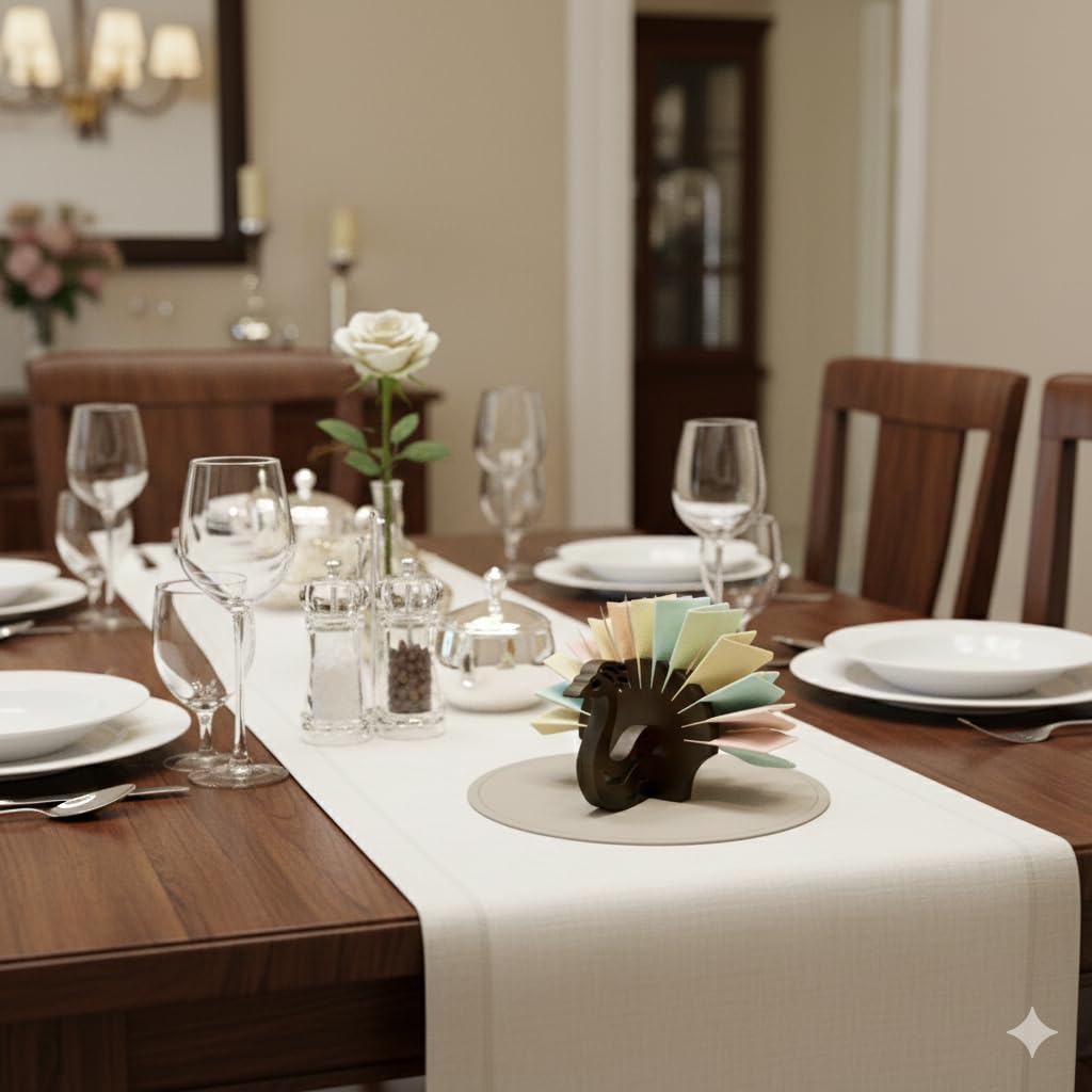 Napkin Holder for Dining Table with Tooth Pick Slots Peacock Design Decor Tissue Paper Holder - Image 4