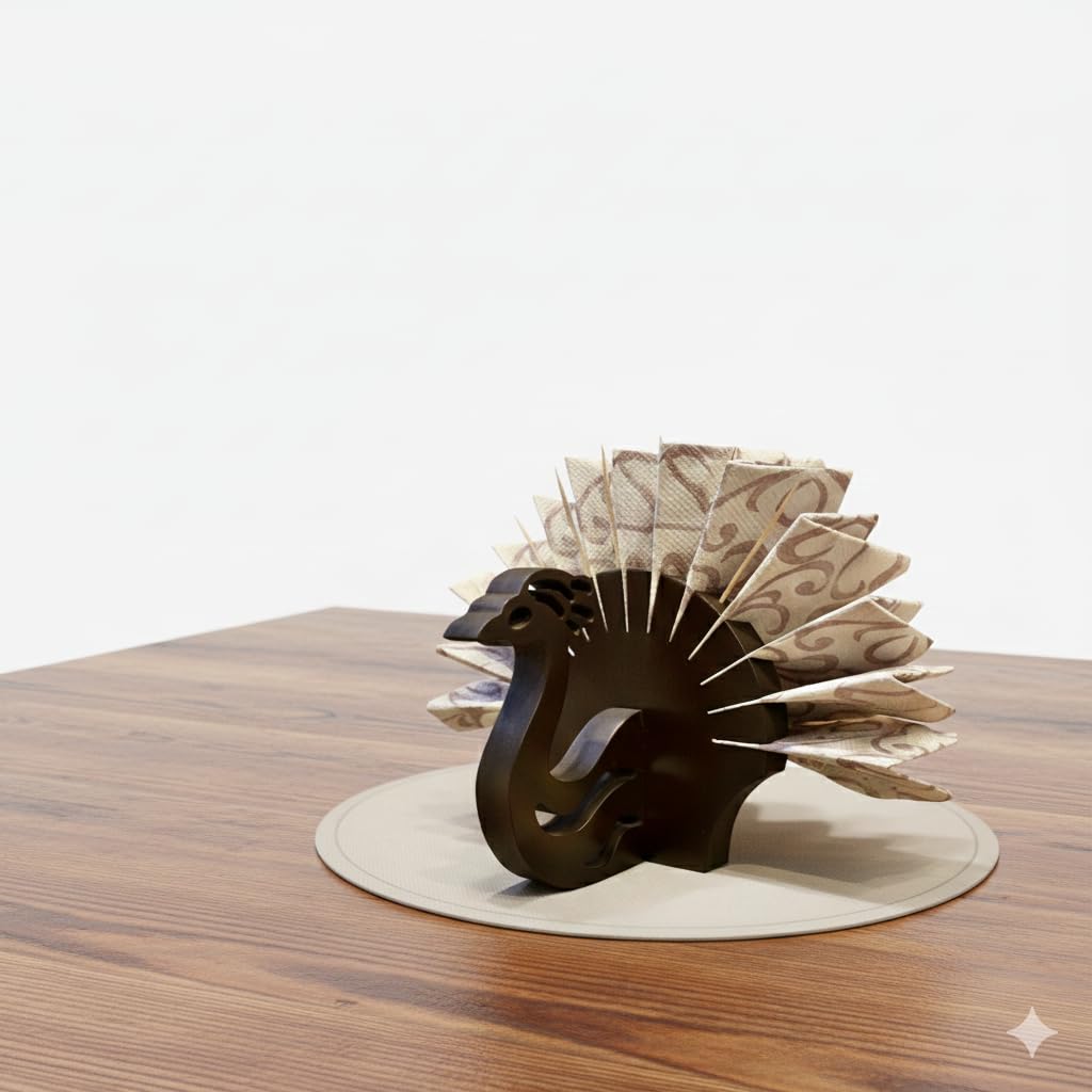 Napkin Holder for Dining Table with Tooth Pick Slots Peacock Design Decor Tissue Paper Holder - Image 3