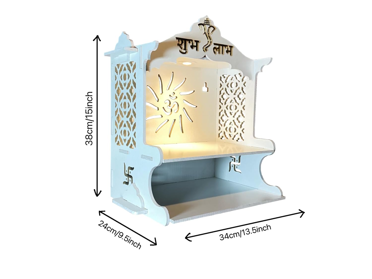 UPASKAR WOOD WORKS Mandir Temple - 6mm Double Laminated Board with LED Spotlight - Image 3