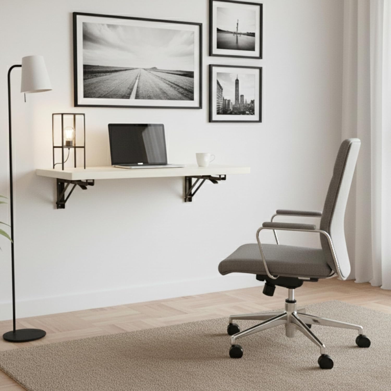 UPASKAR WOOD WORKS Folding Wall Mounted Study Table with Strong Locking Metal Brackets, Suitable for laptops, Studying, Sewing Machine and Kitchen appliances | 24 x 16 inches | Laminated Wooden Top - Image 6